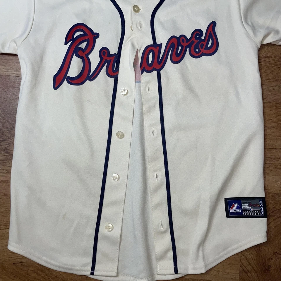 Atlanta Braves Baseball Jersey Mens Large White MLB Majestic Prado 14 vtg - Image 3 of 4
