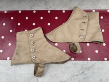 Vintage Spats Beige Cloth possibly Army Issue Size 10
