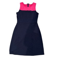 Women's Shift Dress Pink Navy Blue sheath Cocktail career Sleeveless sz M