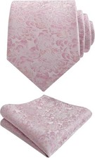Mens 3.15inches Rose Pattern Necktie with Floral 125-blush Pink/ Coral