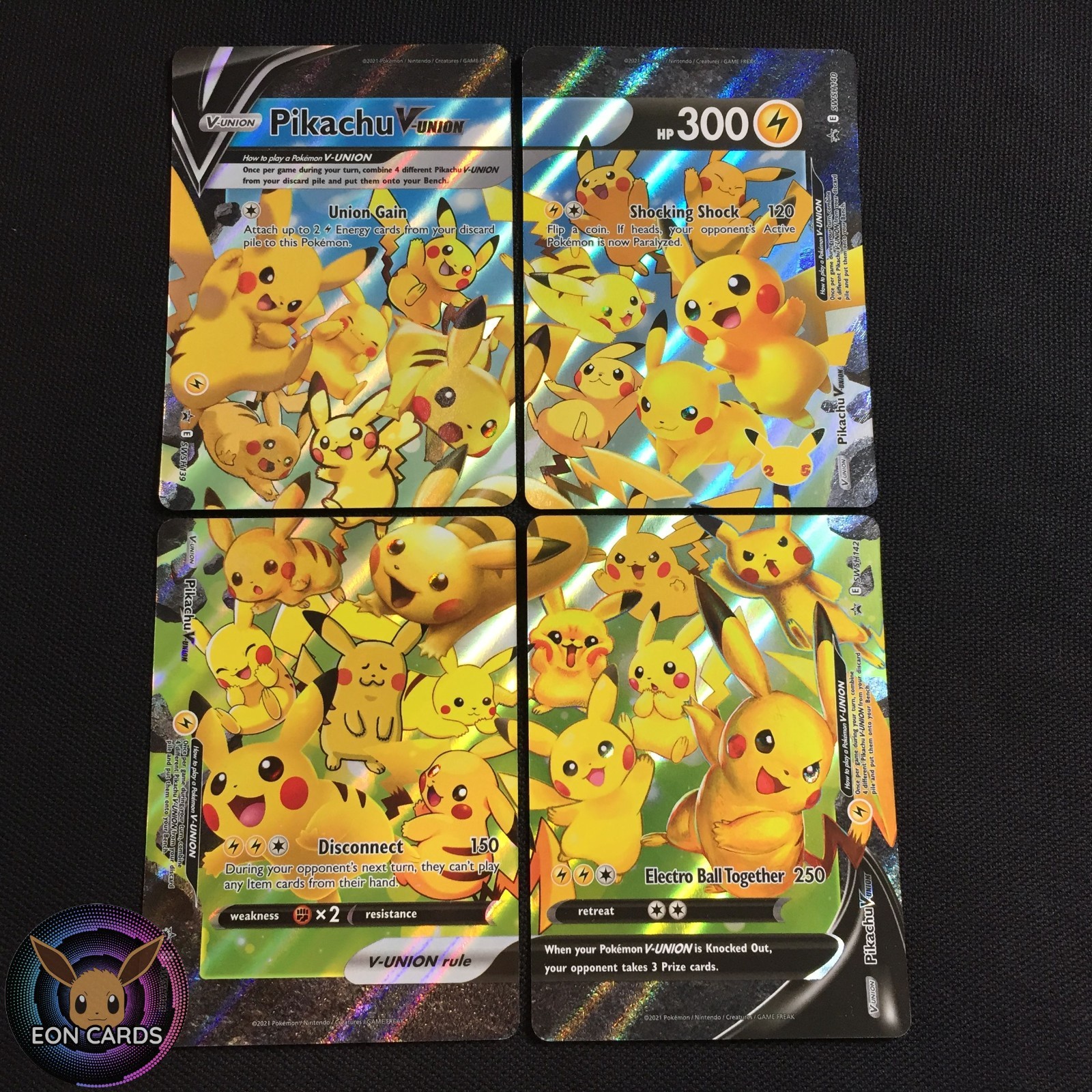 Pikachu V-UNION HOLO PROMO SET x4 (NM/M) SWSH139 SWSH140 SWSH141 SWSH142