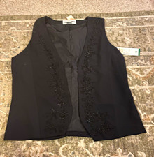 Vintage Alfred Dunner Black Floral Beaded Chi...