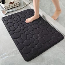 3D Non Slip Bathroom Mat Cobblestone Embossed Bath Mats Absorbent Doormat Carpet