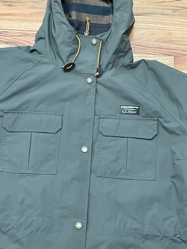 L.L. Bean Women's Jacket Parka Green 2X Hooded Field Jacket Coat Wool Lined - Picture 3 of 10