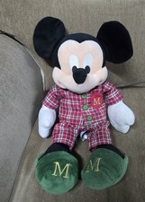 Disney Store Mickey Mouse Plaid Holiday Christmas Pajamas Plush Soft Toy 17"