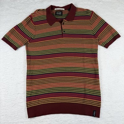Scotch & Soda Amsterdam Multicolor Striped Knit Polo Shirt Mens Large Retro