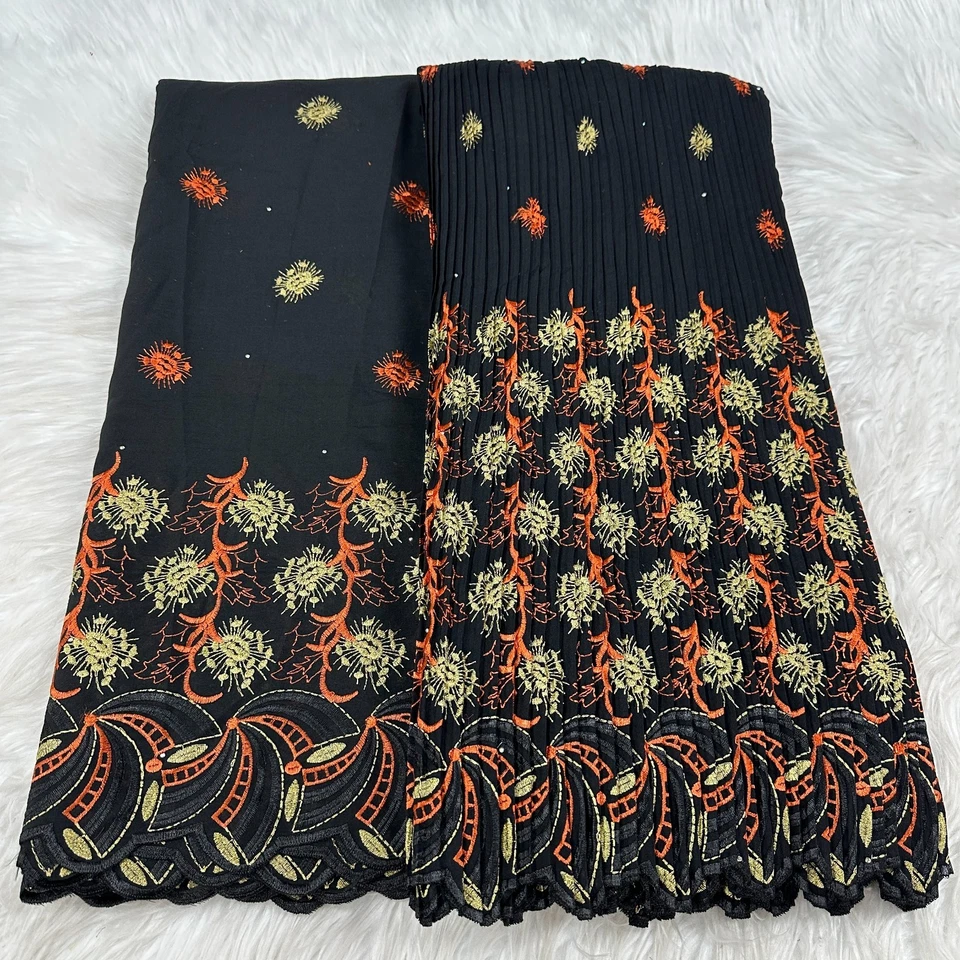 YQOINFKS Swiss Voile Cotton Lace Embroidery Stones New Tulle Net Fabrics 1 Set - Image 3 of 4