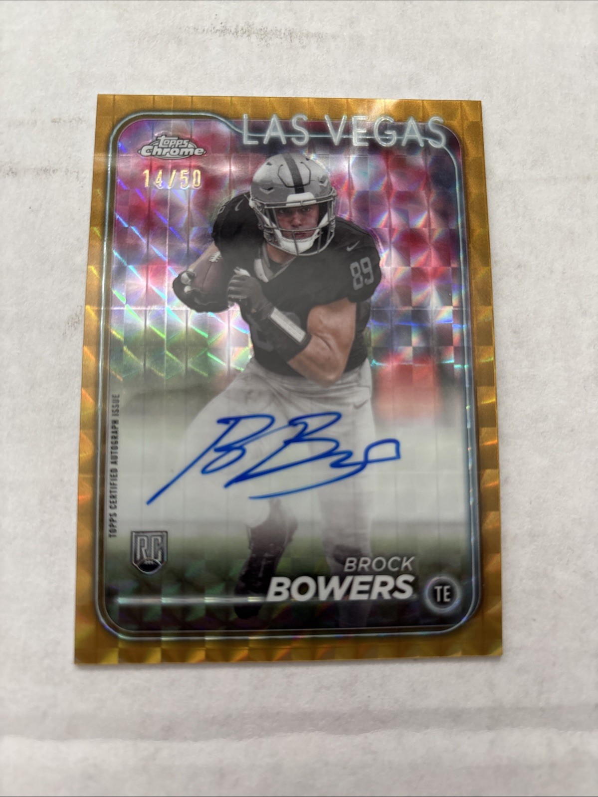2024 Topps Chrome Gold Geometric Brock Bowers Rookie Auto /50