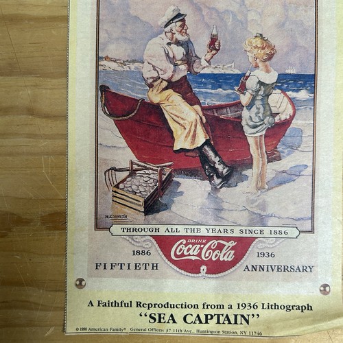 1990 Coca-Cola Sea Captain Repro Ad w/ US Armed Forces Back – Mancave Art - Picture 5 of 14