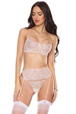 Coquette - 26314 - Bra Garter Belt  Thong - GOLD