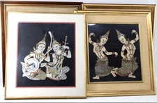 Papillon Imports "Notes on the Ramayana" Handcrafted Thai Silk Art Set of Four
