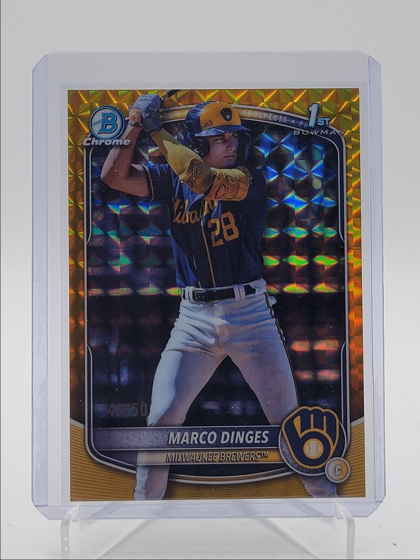 MARCO DINGES 2025 BOWMAN CHROME 1ST GOLD GEOMETRIC BREWERS /50 Q6435