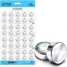 LR1130 AG10 Batteries 40 Pack 1.5V Long Lasting Alkaline Button Cell Batteries