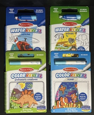Melissa & Doug 2 Water-Reveal & 2 Color-Reveal Books Set Of 4