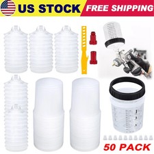 50 Pack Pps Cups Disposable Paint Spray Gun Cup Liners And Lid System 125 Mic 50 Pack Pps Cups Disposable Paint Spray Gun Cup Liners And Lid System 125 Mic