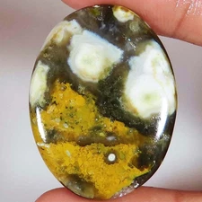32.95 CT 100% Natural Ocean Jasper Oval Cabochon Loose Gemstone 27x35x3 mm KY663