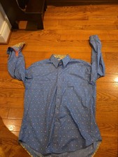 Robert Graham Long Sleeve Button Shirt Men's Size XL Blue Classic Fit Flip Cuff