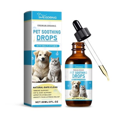 Pet Calming Drops 60ml for Dogs & Cats Relaxation Stress Support Wellness USA