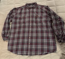 Mens Carhartt 2XLT Red Button Down Long Sleeve Plaid Shirt S137RED Used 2XL Tall