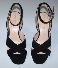 Sole Society Cassidea Black Kid Suede Heels Size 9M New with box