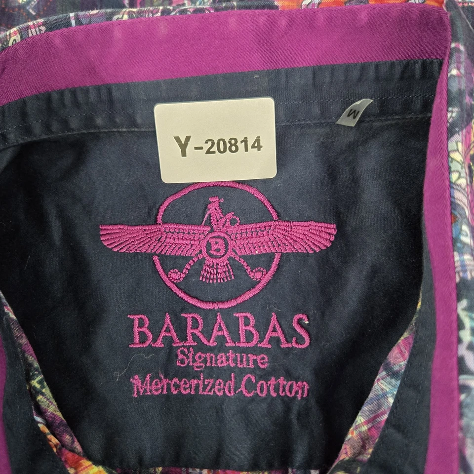 Barabas 男式纽扣衬衫 M 40 紫色佩斯利花卉刺绣 — 第 4/4 张图片