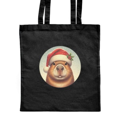 'Capybara Wearing Santa Hat' Classic Black Tote Shopper Bag (ZB00028499)