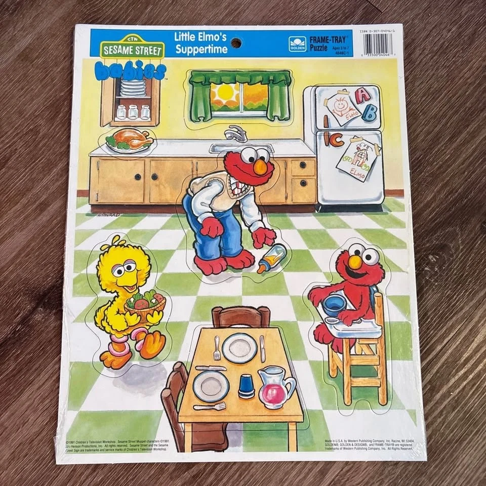1991 Vintage Cardboard Sesame Street Babies Frame Tray Puzzles Golden Lot of 4  - Image 2 of 4
