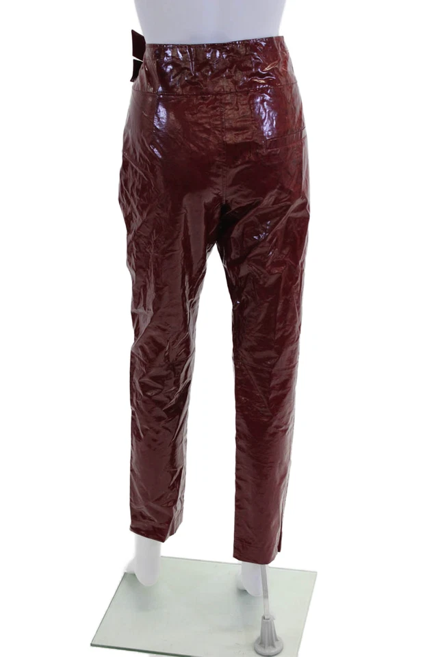 Pantalones Isabel Marant para mujer de cuero sintético con cinturón tiro alto rojos talla 40 EUR Foto 3 de 4