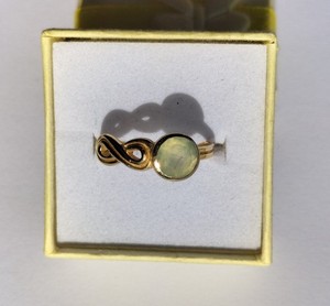 Authentic Vintage Yellow Gold Plated Silver & Lemon Quartz Ring, Infinity, N (16.92 mm)