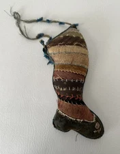 Antique Victorian PIN CUSHION Pillow Crazy quilt Christmas Stocking 4 Sewing