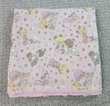 Precious Moments Handmade Baby Crib Quilt Blanket Thin Fabric Pink Throw Soft