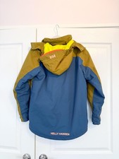 Helly Hansen Junior Ski Jacket AU 14 Kids Blue Olive Green Helly Tech Coat