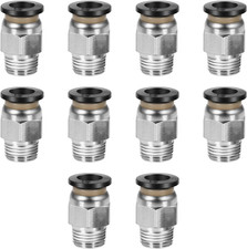 10 Pcs Push-To-Connect Fittings 1/4 Inch Tube OD X 1/8 Inch NPT Thread Pneumatic