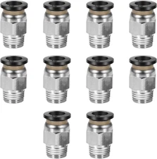 10 Pcs Push-To-Connect Fittings 1/4 Inch Tube OD X 1/8 Inch NPT Thread Pneumatic