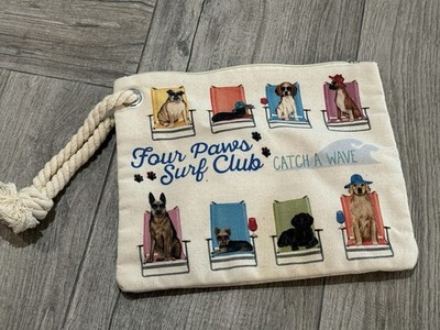 Canvas Pouch Bag 11'' x 9'' Four Paws Surf Club  Dachshund Beagle Boxer Golden
