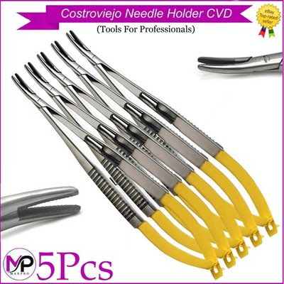 Castroviejo Needle Holder Curved Surgical Half Gold Precision Instruments New