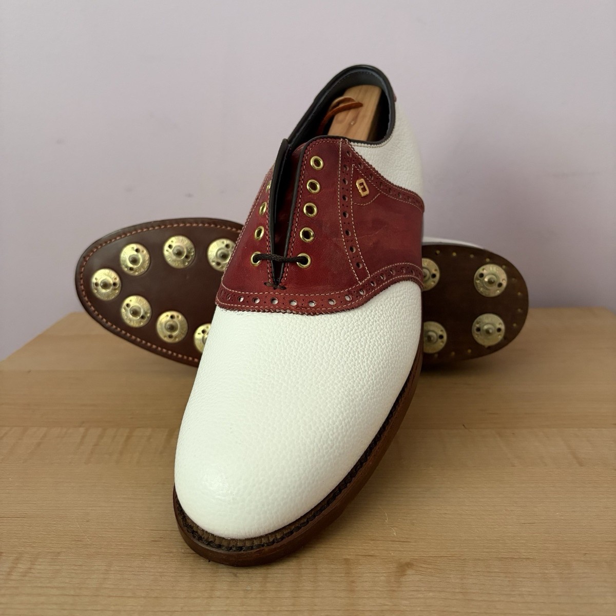 NEW FootJoy Classics White Leather / Red Suede saddle golf shoes