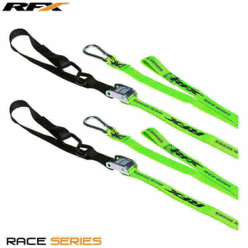 Sangles à anneaux RFX jaunes pour attacher votre moto sur remorque lors des sorties cross
