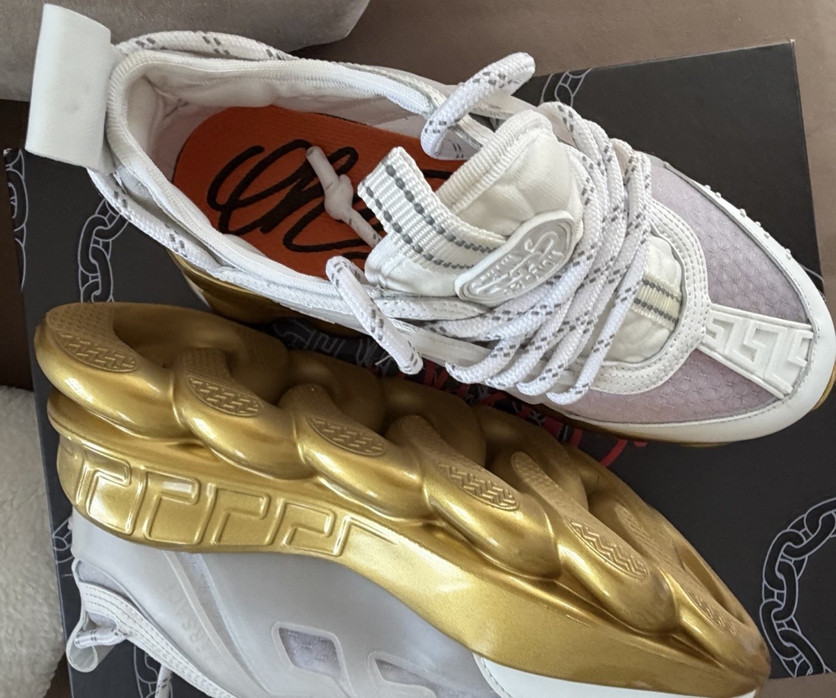 Size 7.5 - Versace Chain Reaction White Gold W for sale online | eBay