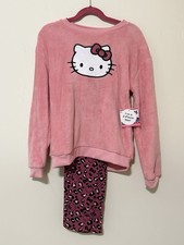 Hello Kitty two-piece pajama set - pink fleece sweater matching leggings