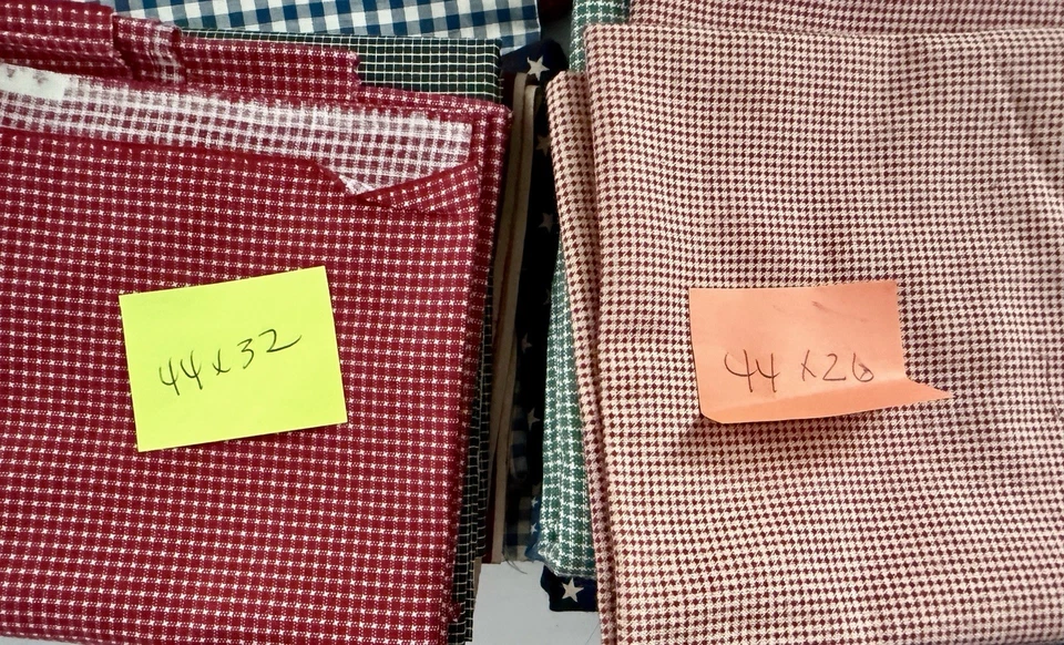 Vintage Lot Cotton Fabric 5lbs - Country farmhouse patterns plaid check striped - Image 3 of 4