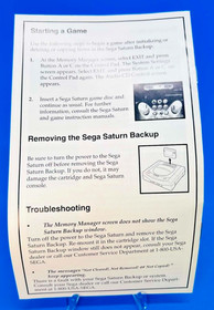 Sega Saturn Backup Memory Instruction Manual