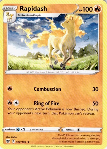 Rapidash 022/189 Rare Astral Radiance Pokemon Lightly Played