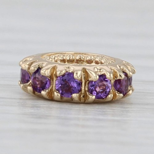 Small 0.30ctw Amethyst Bead Spacer Charm 14k Yellow Gold Slide Rondel