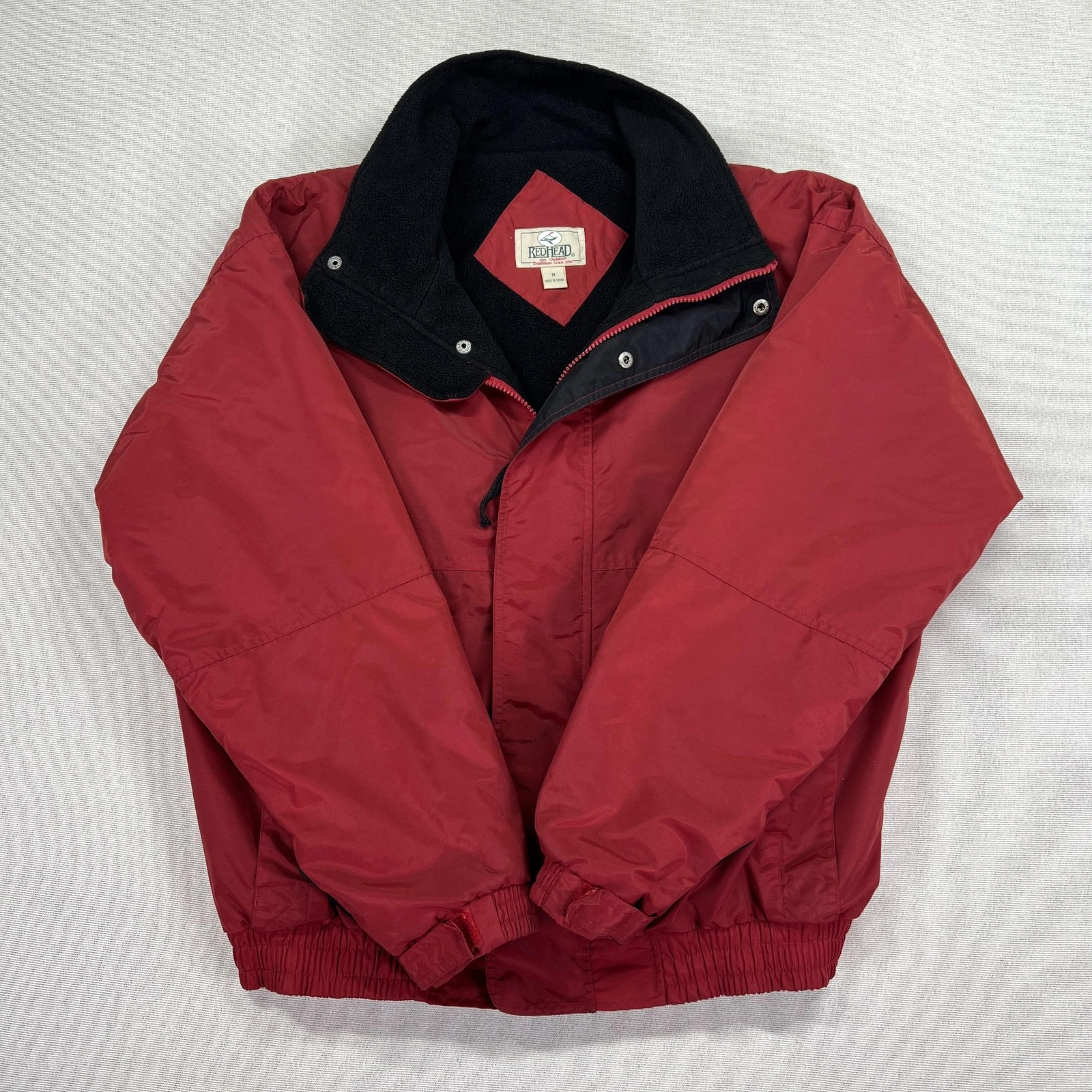 VTG Red Head Jacket Men's M Red Nylon Fleece Lined Insulated Outdoor Coat