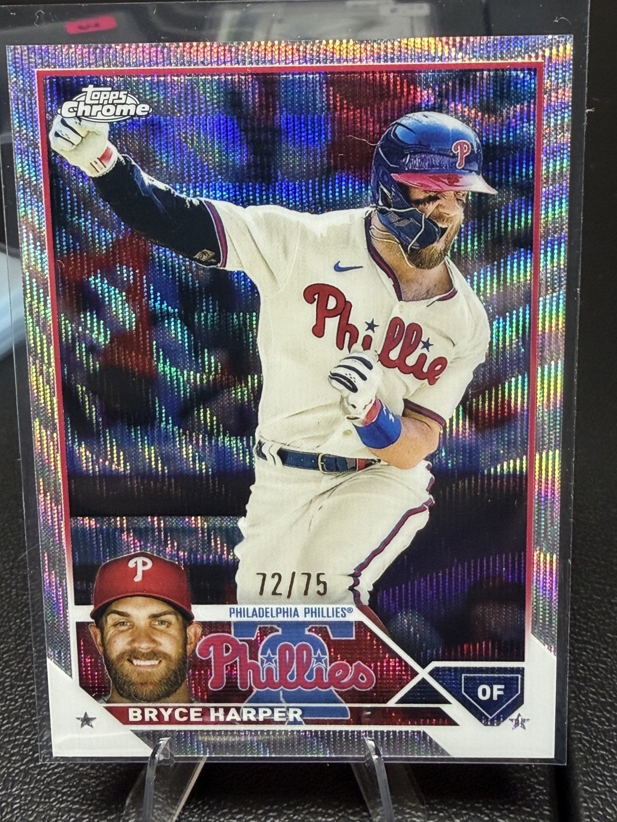 2023 Topps Chrome - Bryce Harper #3 Blue Wave Refractor /75 Rare