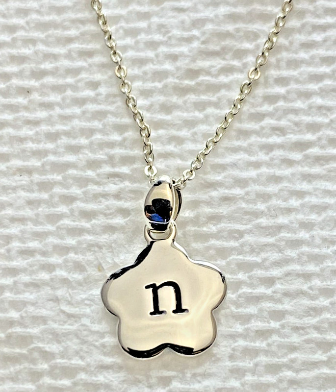 Kit Heath Kids Sterling Silve Alphabet Flower Initial n Necklace 12-14" NWT