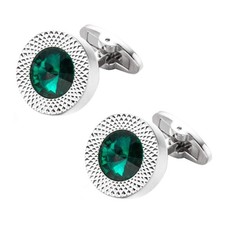 Emerald Green Crystal Cufflinks Green Crystal Gem stone cuff links YW09N