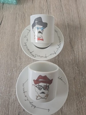 2 Espresso-Tassen mit Untertassen Vista Alegre  Fernando Pessoa  Portugal