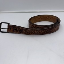 Vtg USA Oklahoma Made Tooled Leather Belt Size 44 Western Eagles  Flowers